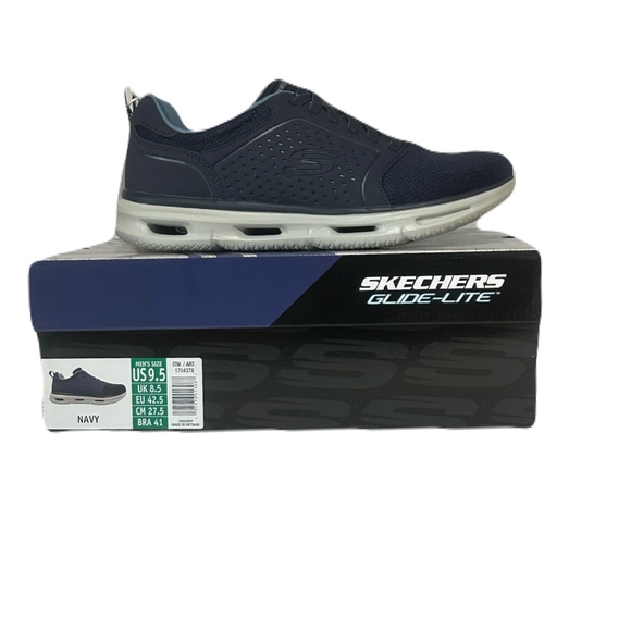 Skechers Glide-Lite Men's Classic Shoes Fit With Memory Foam (Navy, Medium 9.5) - Picture 15 of 16